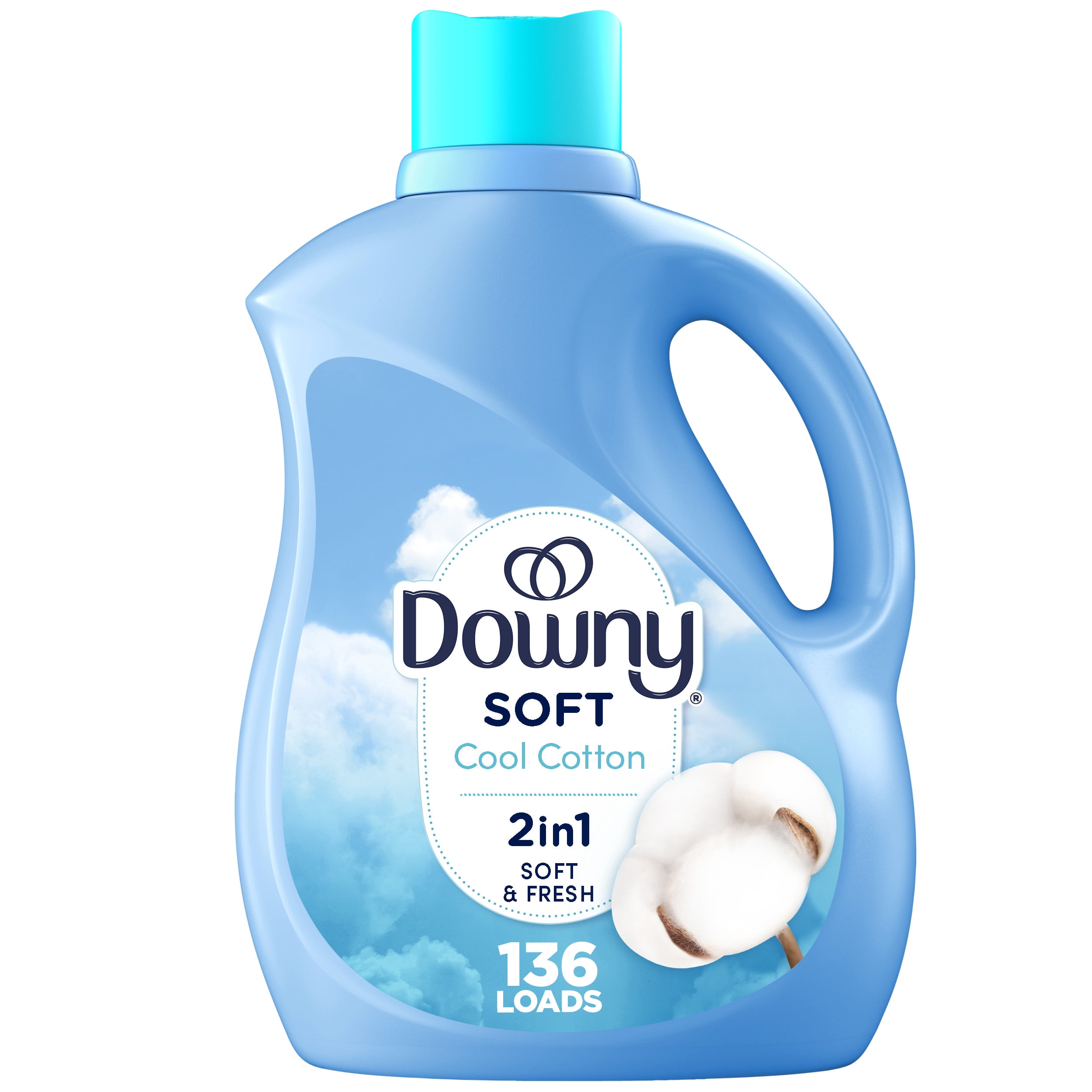 Downy Soft, 2 in 1 Soft and Fresh Liquid Fabric Softener, Cool Cotton, 100 fl oz 136 Loads