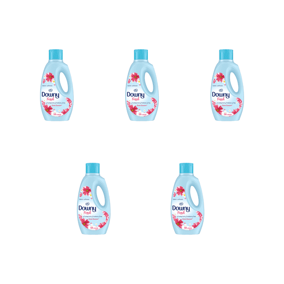 Downy Sweet Summer Fabric Softener ( 5 X 50 oz ) – 5 Pack  Bottles , Long-Lasting Freshness & Wrinkle Protection