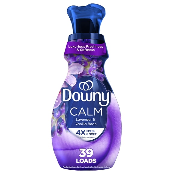 Downy Ultra Soft Fabric Softener Liquid, Calm, Lavender and Vanilla Bean, 26 fl oz, 39 Loads