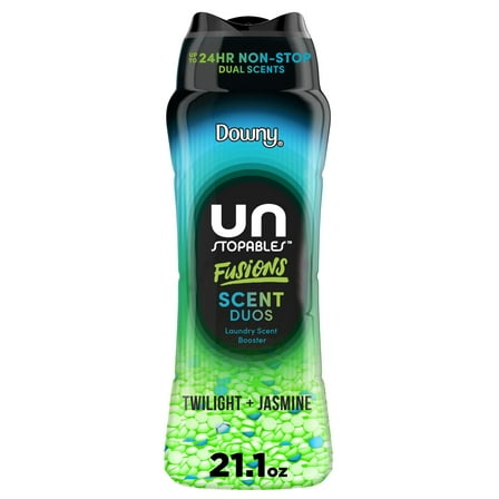 Downy Unstopables Fusions In-Wash Laundry Scent Booster Beads, Twilight and Jasmine Scent, 21.1 oz, 2-in-1 All Day Freshness