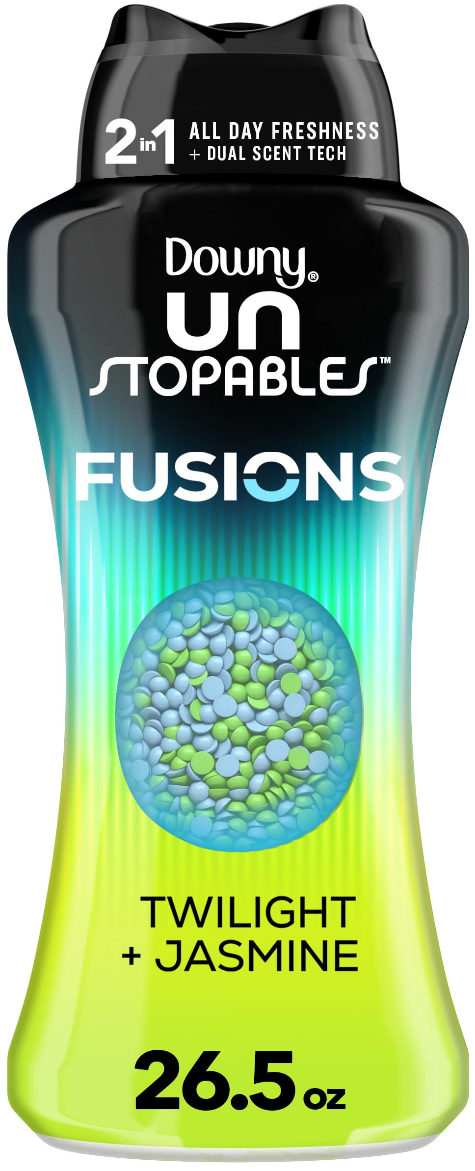 Downy Unstopables Fusions In-Wash Scent Booster Laundry Beads, Twilight Jasmine Scent, 26.5 oz, 2-in-1 All Day Freshness