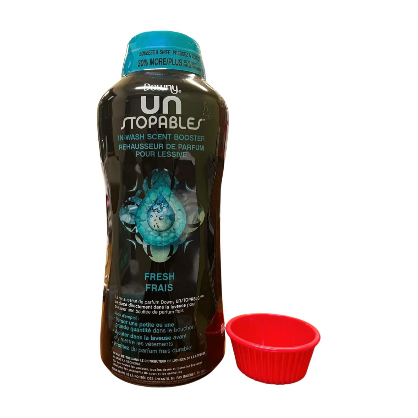 Downy Unstopables In Wash Scent Booster, 1.13 kg (2.4 LB), 30% More Scent Beads/bundle with LuxuryDelight Cup (Cup color may very)