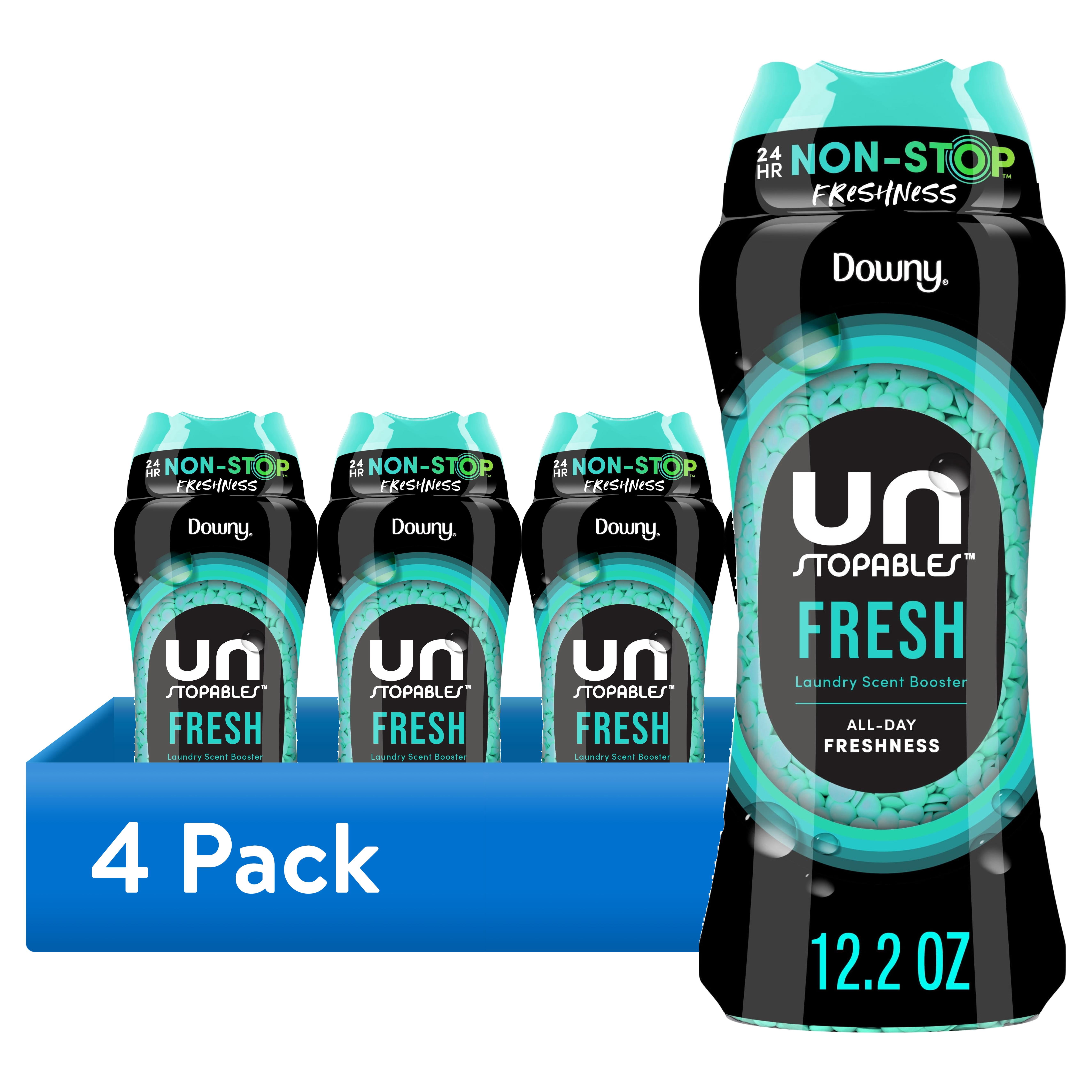 (4 pack) Downy Unstopables In-Wash Scent Booster Laundry Beads, Fresh Scent, 12.2 oz