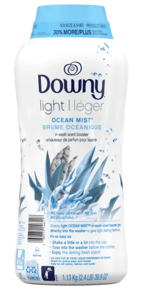 Downy Light Laundry In-Wash Scent Booster Beads, Ocean Mist Scent, 39.9 Ounce