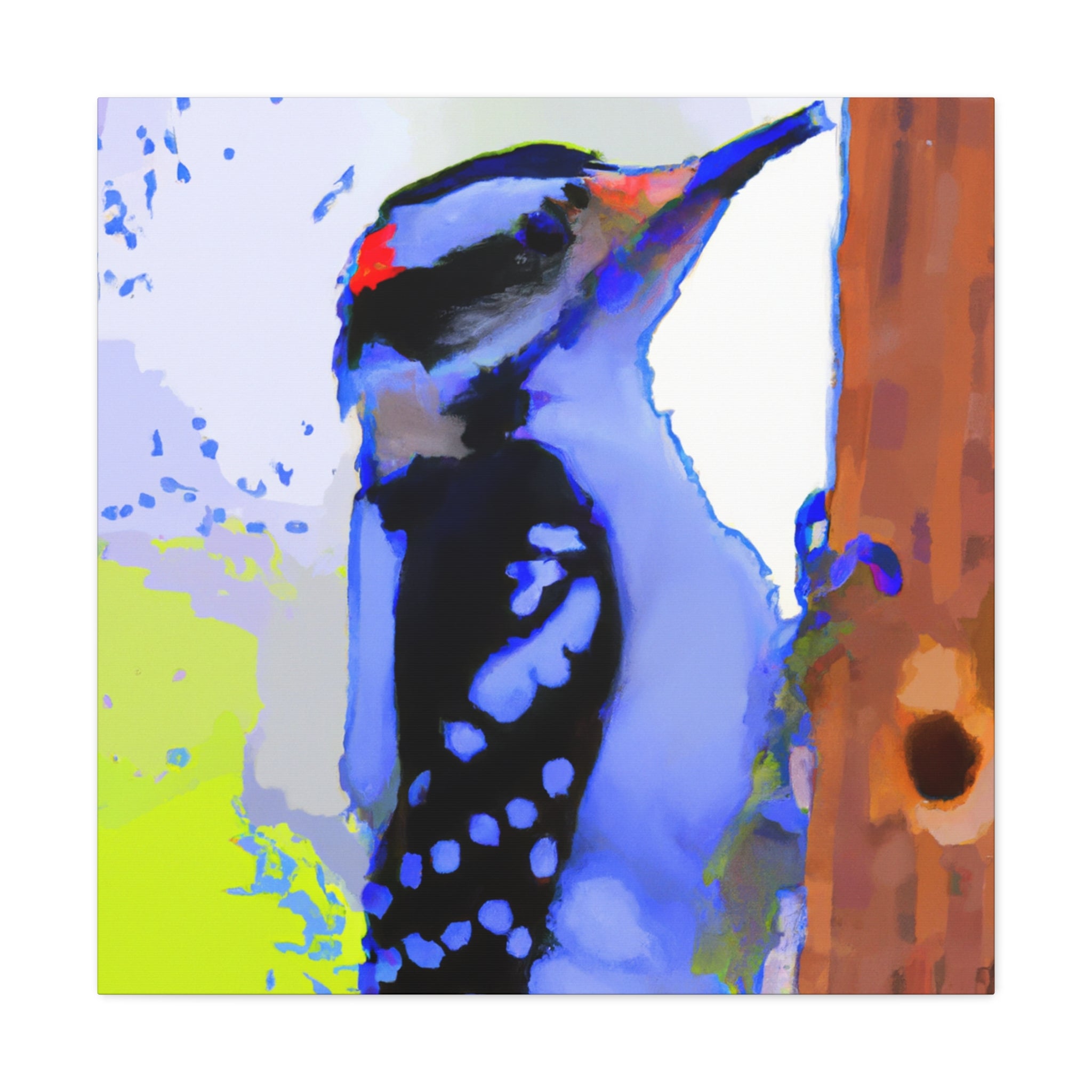 Downy Woodpecker Pop Art Canvas