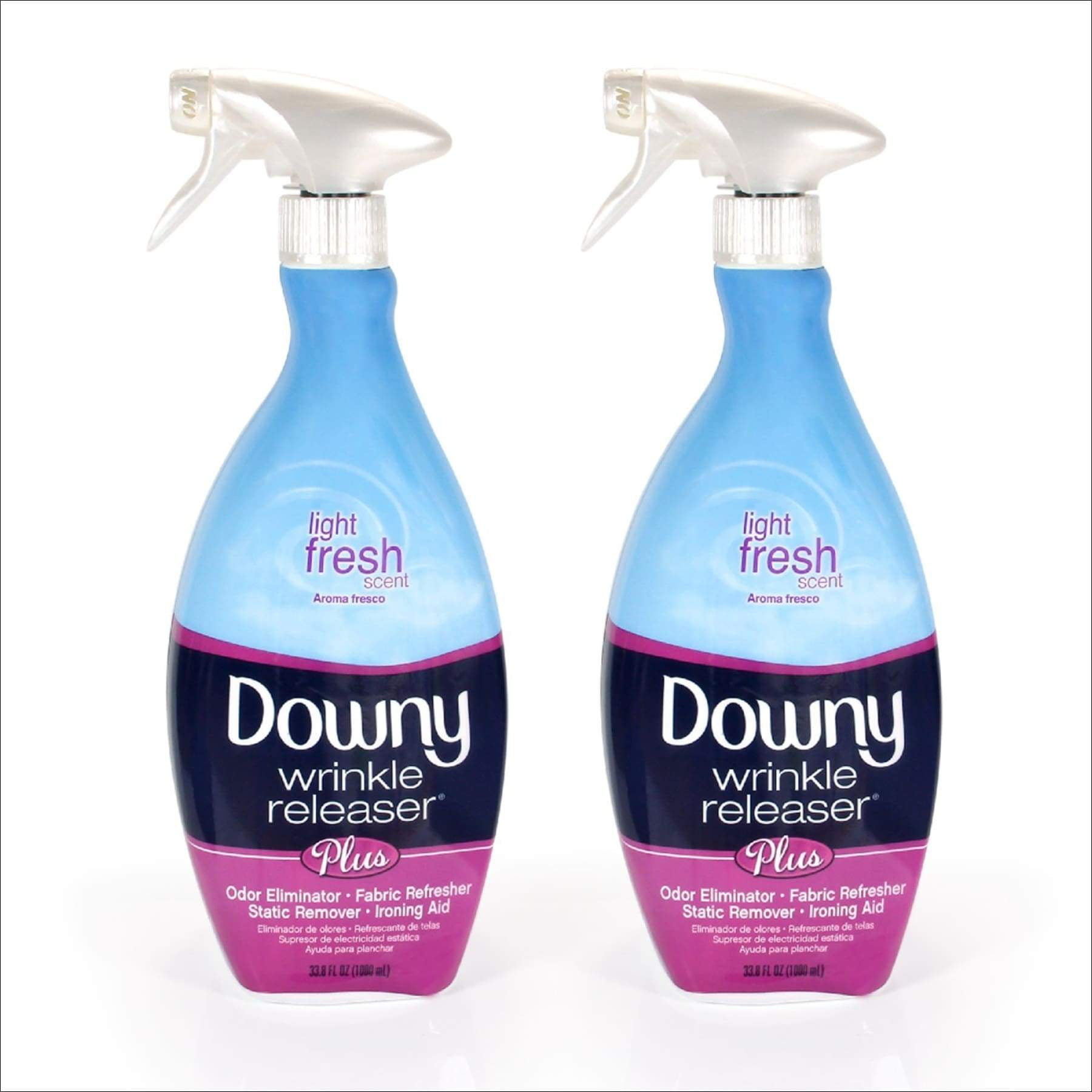 Downy Wrinkle Release Spray Plus, Static Remover, Light Fresh Scent, 33.8  Fluid Ounce, Pack of 2