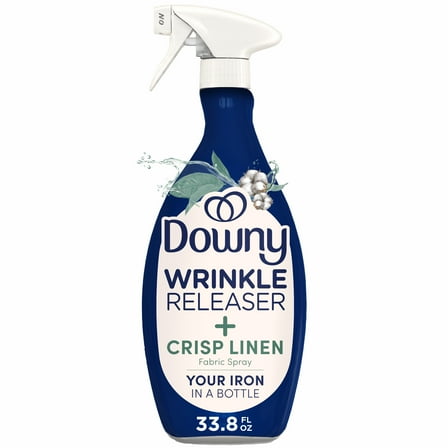 Downy Wrinkle Releaser Spray, Fabric Refreshing and Odor Eliminating, Crisp Linen, Fresh Scent, 33.8 fl oz
