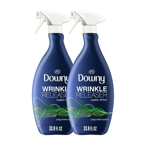 Downy Wrinkle Releaser Fabric Refresher Spray, Odor Eliminator, Ironing Aid And Anti Static Spray, Crisp Linen Scent, 33.8 Fl Oz (Pack Of 2)