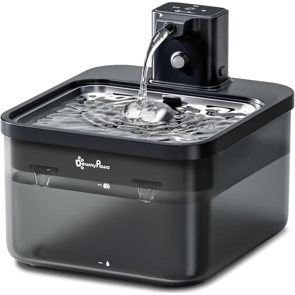 DownyPaws Wireless Stainless Steel Cat Water Fountain Black