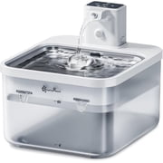 DownyPaws Wireless Stainless Steel 2.5L/84oz Cat Water Fountain, Battery Operated Pet Water Dispenser, White