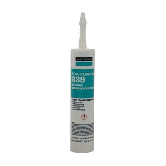 Silicone Adhesive Sealant, 10 oz, Cartridge, White, Silicone Base, 839 3138496