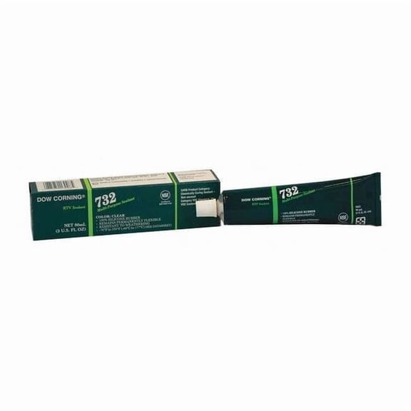 Dowsil Silicone Sealant, 3 oz, Tube, Clear, Silicone Base, 732 3138356