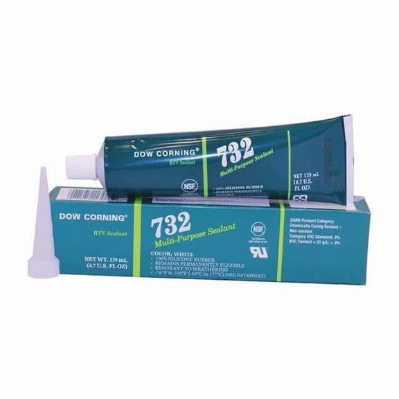 Dowsil Silicone Sealant, 4 oz, Tube, White, Silicone Base, 732 3138372