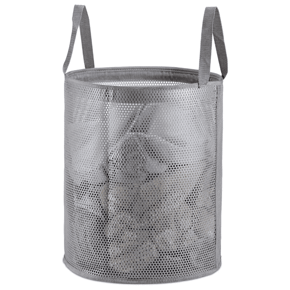 DoxQcs Laundry Basket with handles,Plastic laundry hamper Dirty Clothes Storage Mesh portable Round laundry bag for dorm/Home/Travel