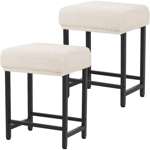 DoxQcs Rectangle Stretch Counter Height Barstool Slipcovers Rectangular Vanity Stool Cover Kitchen Counter Saddle Seat Cover 2PC