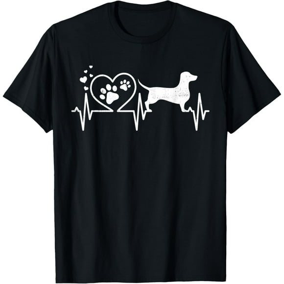 Doxie Dachshund Weenie Mom Mama Dad Heartbeat Dog Heart Gift T-Shirt
