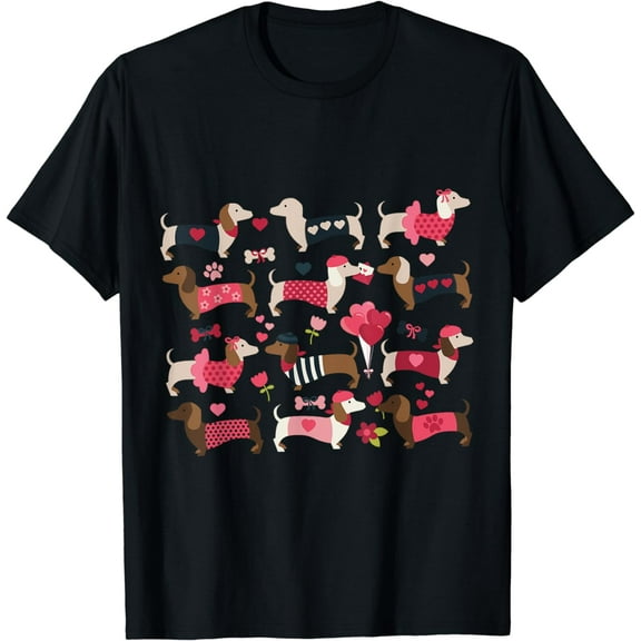 Doxie in Dog Dress Valentines Weiner Dachshund T-Shirt