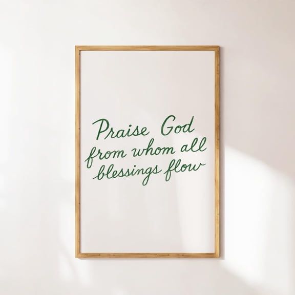 Doxology Green Text Christian Wall Art Home Decor