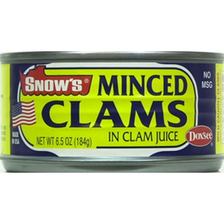 Snow's Minced Clams, Wild Caught, 99% Fat Free, Gluten Free, Shelf Stable Can, 6.5 oz