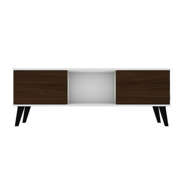 Doyers 53.15 Mid-Century Modern TV Stand in White and Nut Brown