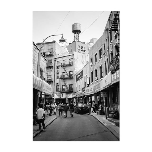 Doyers Street B&W - Manhattan New York Photography Street Photography Black and White City Architecture Cityscape Vintage Unframed Wall Art Print 32 x 48 inches