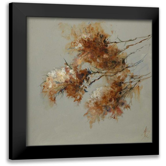 Doyle, Anne Farrall 12x12 Black Modern Framed Museum Art Print Titled - Rusty Spring Blossoms II