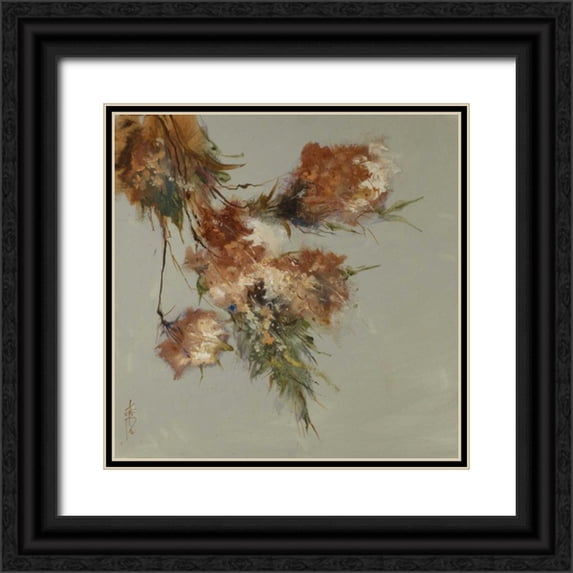 Doyle, Anne Farrall 15x15 Black Ornate Wood Framed with Double Matting Museum Art Print Titled - Rusty Spring Blossoms III