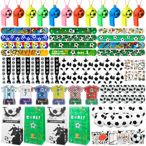 Doyodoya Soccer Party Favors with Soccer Party Bags Soccer Whistle, Party Favors, 158 Piece