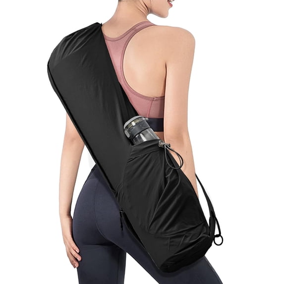 Doyogi Yoga Mat Bag with Water Bottle Pocket Exercise Yoga Mat Carrier Multi-Functional Storage Bag,Black