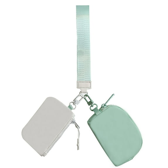 Doyogi Zip Around Dual Pouch Wristlet Portable Wristlet Wallet Detachable Coin Purse Pouch for Women