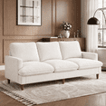thumbnail image 1 of Doyolan 89.8" 3-Seater Sofa Couch for Living Room, Large Upholstered Sofa with 3 Wide Seats, Soft Cushions and Solid Wood Legs - White, 1 of 5