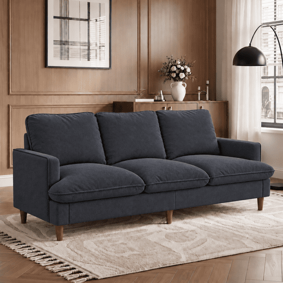 Doyolan 89.8" Corduroy Sofa,3 Seater Sofa Couch with Extra Deep Seats, Comfy Upholstered Couch for Living Room,Black