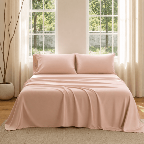 Doz Sheet Set Viscose Derived Fromally Grownery Soft Sheets High Gsm Deep Pockets - 2 Piece 1owcase 1 Fitted (blush)