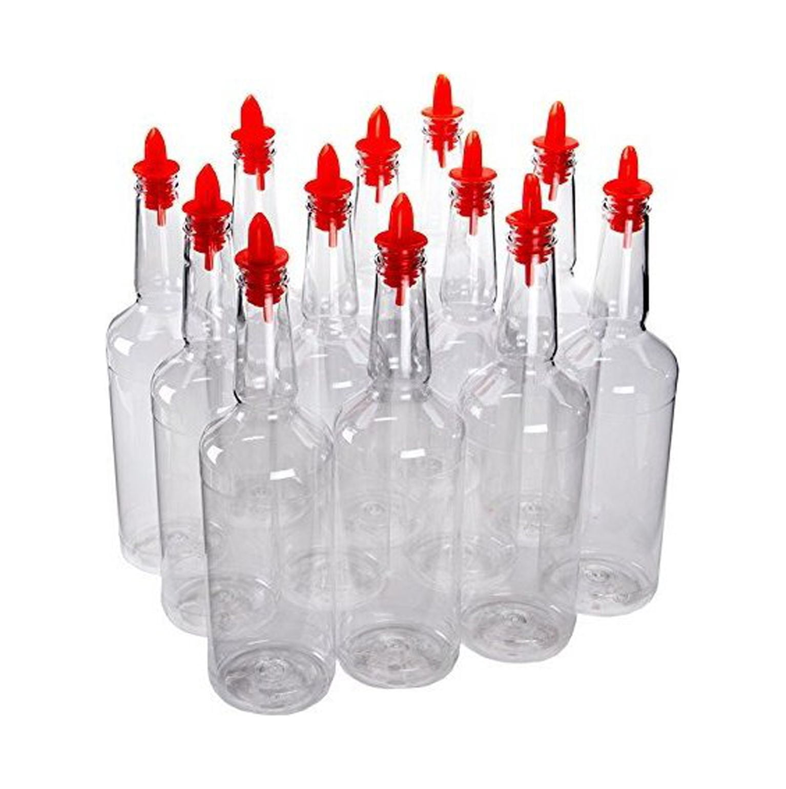 Dozen 12 Plastic Long Neck Bottles With Pourer