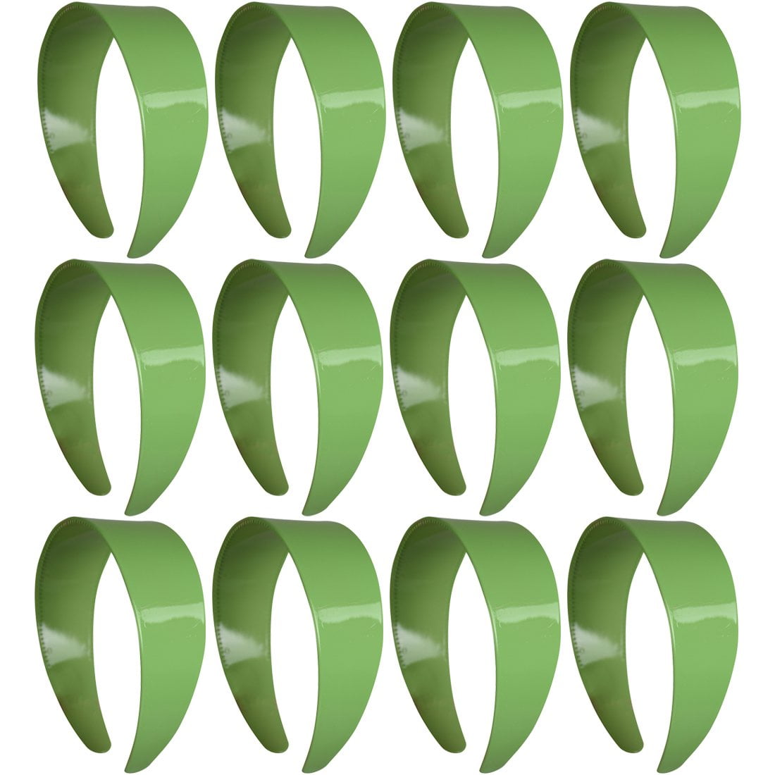 Dozen 2 Inch Plastic Headbands With Teeth Light Green