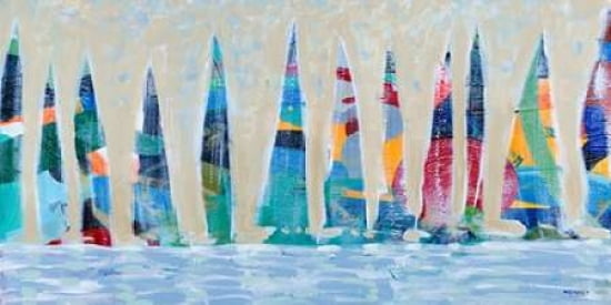 Dozen Colorful Boats Panel Canvas Art - Dan Meneely (24X48)
