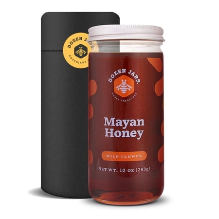 Dozen Jars Honey 10.5 oz - 100% Pure raw unfiltered wildflower honey from Yucatan rainforest (Mayan jungle) far from any crop that could contaminate it. Meets European standards for pollen content.