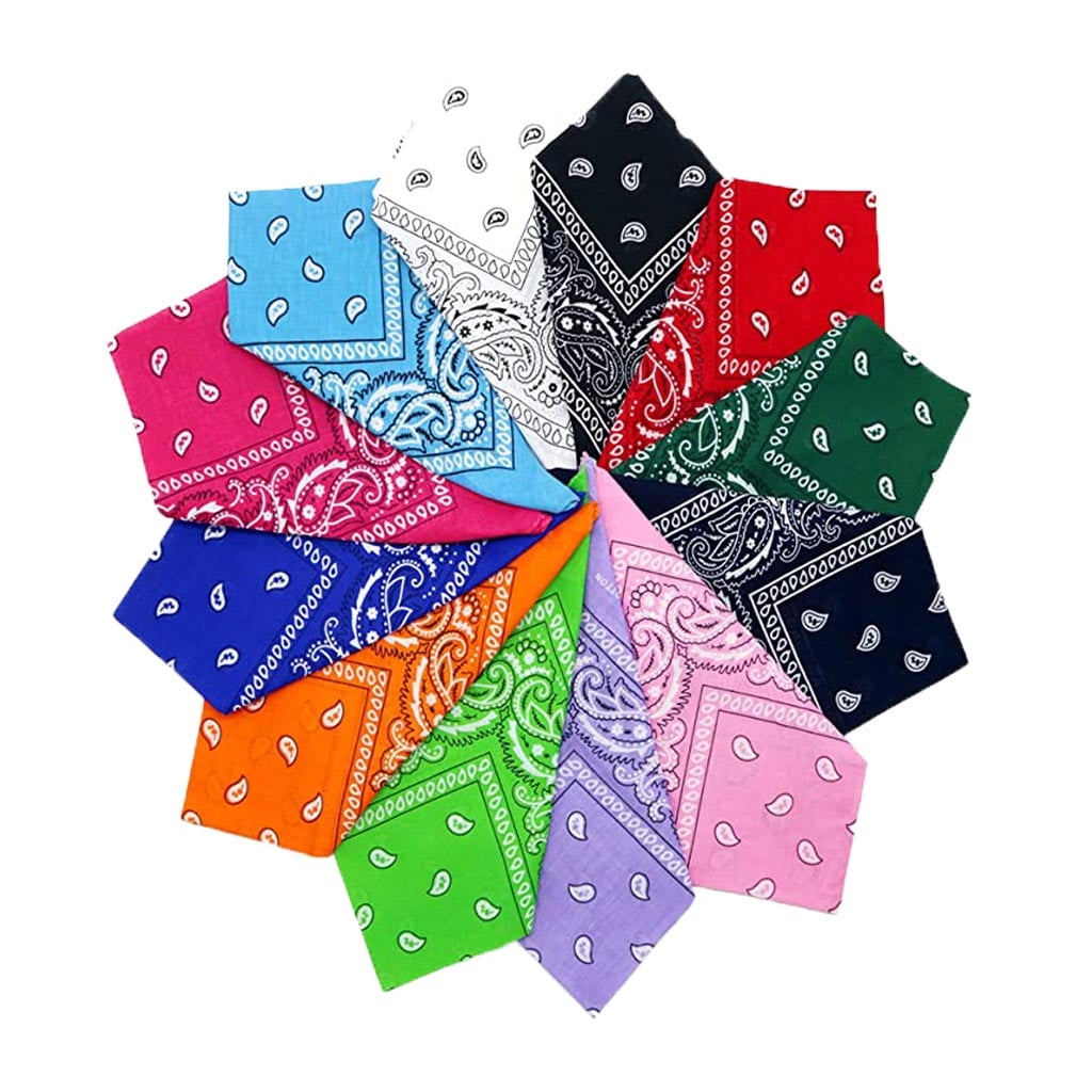 Dozen Paisley Bandanas Multi Colored Set Cowboy Bandana Head Scarf