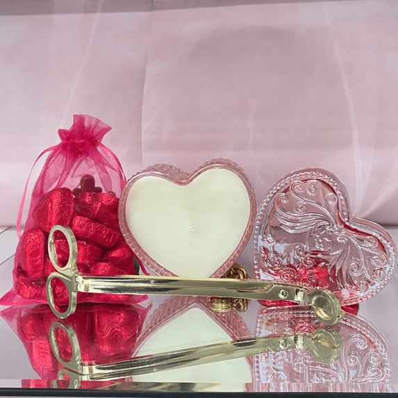 Dozen Roses Scent Luxury Candle Heart Shape Glass Reusable Container