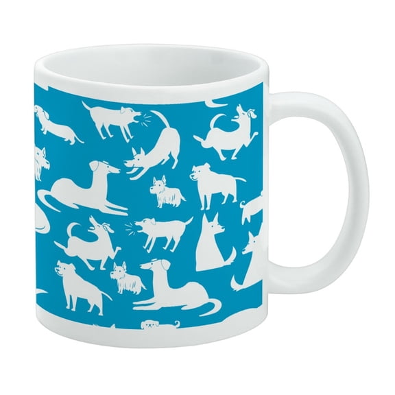 Dozens of Dogs Pattern White Mug