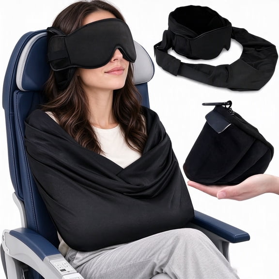 Dozeway Travel Pillow, Neck Pillow Airplane, Airplane Travel Essentials, 3-in-1 Sleep Support System (1PC)