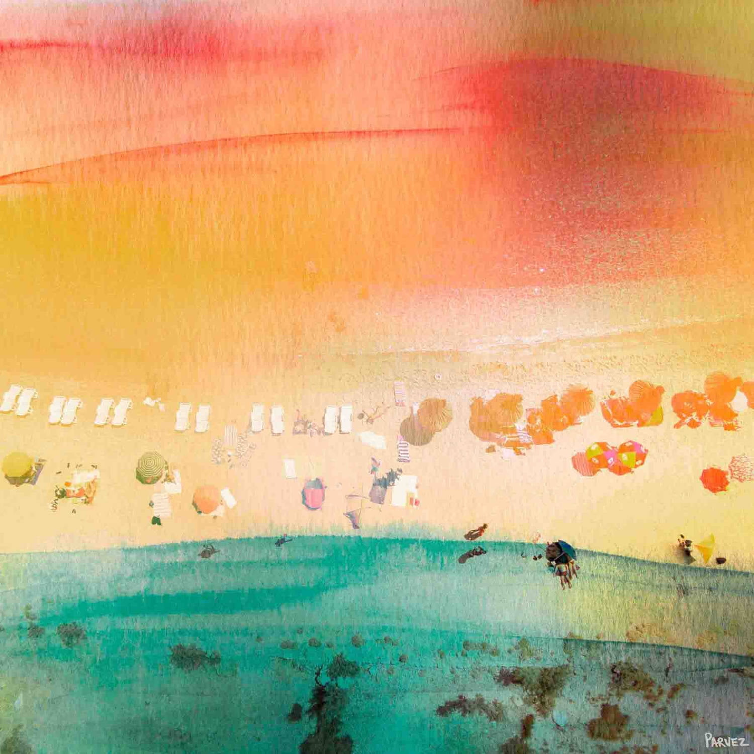 "Dozing on the Beach" Painting Print on Wrapped Canvas