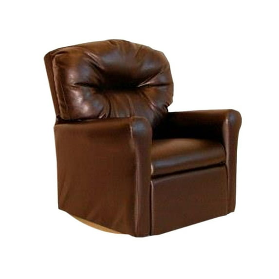 Dozydotes Contemporary Vinyl Kid Rocker Recliner in Pecan Brown