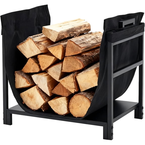 Dozzle 18-Inch Metal Firewood Holder - Heavy-Duty Log Storage Rack for Fireplace, Outdoor Patio, and Yard Use
