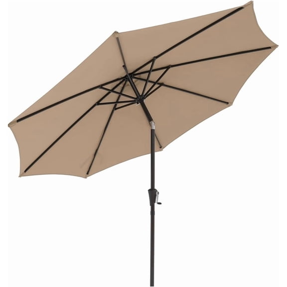 Dozzle 9 ft Patio Umbrella with Tilt & Crank, 8-Rib Outdoor Market Umbrella for Table, Beige