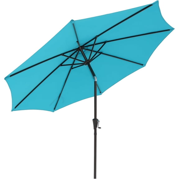 Dozzle 9 ft Patio Umbrella with Tilt & Crank, 8-Rib Outdoor Market Umbrella for Table, Blue
