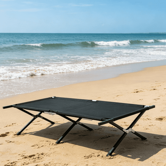Dozzle Camping Cot for Adults, Portable Army Cot 300LBS Heavy Duty Folding Cot, for Outdoor Travel, Guest Bed, Home Office, Black