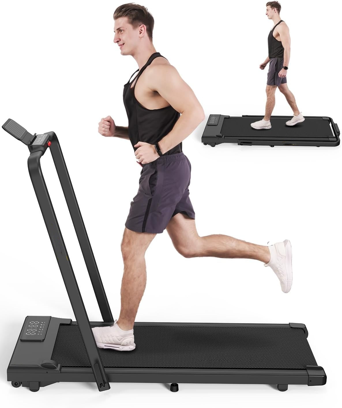 Exerpeutic SuperMax 400 LBS. Weight Capacity 2 in 1 Under Desk Walking Pad Foldable Quiet Treadmill Walmart
