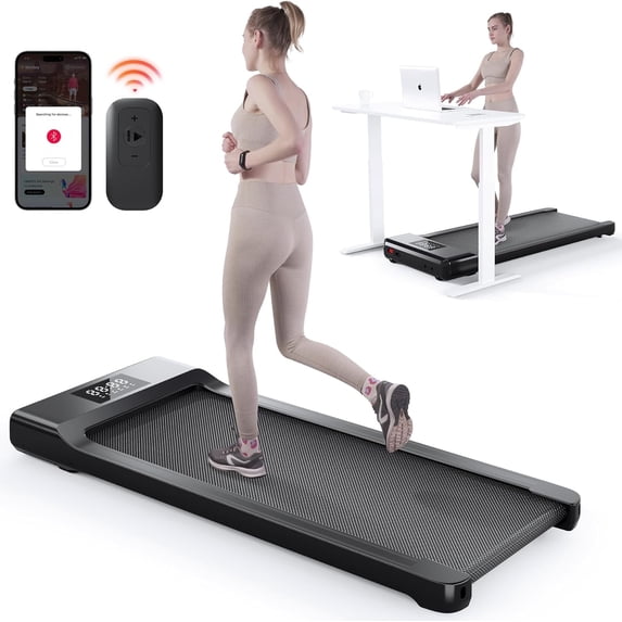 Dpforest Desk Exercise Treadmill 0.6-3.8mph,300lbs Capacity,Control With Remote and App for Home(Black)