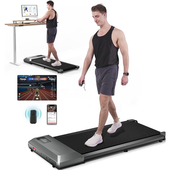 Dpforest Desk Exercise Treadmill,Walking Pad Running Area 35"*16" ,Under Desk Treadmill with Bluetooth and Remote, Speed Range 0.6-3.8mph,Installation-Free Exercise Machine for Home Office(Gray)